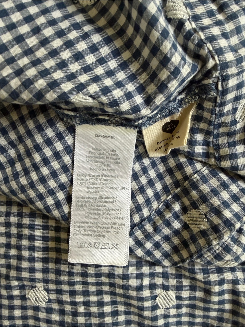 Madewell Navy and White Gingham Puff-Sleeve Midi Dress - Picture 5 of 5